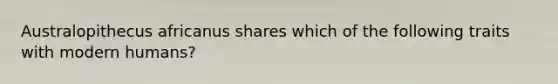 Australopithecus africanus shares which of the following traits with modern humans?