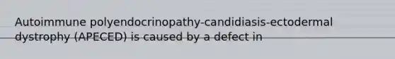 Autoimmune polyendocrinopathy-candidiasis-ectodermal dystrophy (APECED) is caused by a defect in