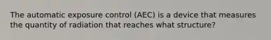 The automatic exposure control (AEC) is a device that measures the quantity of radiation that reaches what structure?