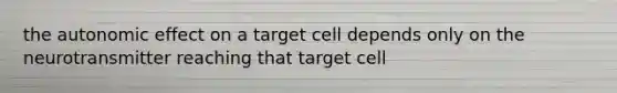 the autonomic effect on a target cell depends only on the neurotransmitter reaching that target cell