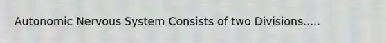 Autonomic Nervous System Consists of two Divisions.....