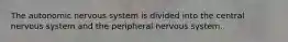 The autonomic nervous system is divided into the central nervous system and the peripheral nervous system.