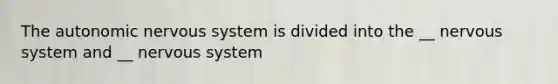 The autonomic nervous system is divided into the __ nervous system and __ nervous system