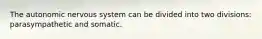 The autonomic nervous system can be divided into two divisions: parasympathetic and somatic.