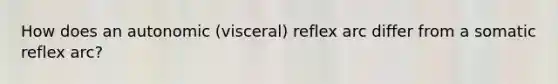 How does an autonomic (visceral) reflex arc differ from a somatic reflex arc?