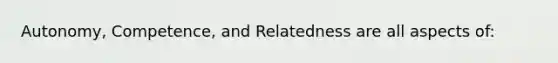 Autonomy, Competence, and Relatedness are all aspects of: