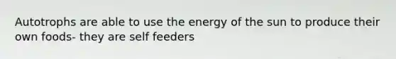 Autotrophs are able to use the energy of the sun to produce their own foods- they are self feeders