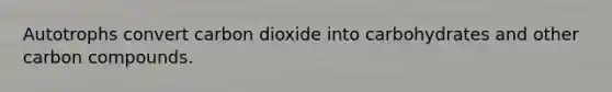 Autotrophs convert carbon dioxide into carbohydrates and other carbon compounds.