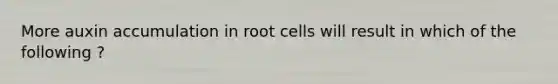 More auxin accumulation in root cells will result in which of the following ?