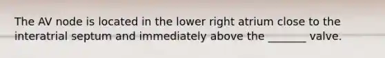 The AV node is located in the lower right atrium close to the interatrial septum and immediately above the _______ valve.
