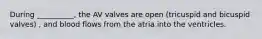 During __________, the AV valves are open (tricuspid and bicuspid valves) , and blood flows from the atria into the ventricles.