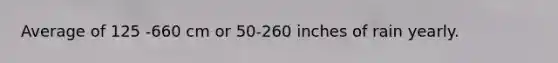 Average of 125 -660 cm or 50-260 inches of rain yearly.