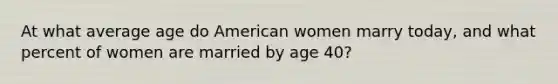 At what average age do American women marry today, and what percent of women are married by age 40?