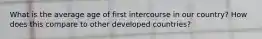 What is the average age of first intercourse in our country? How does this compare to other developed countries?