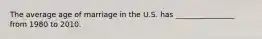 The average age of marriage in the U.S. has ________________ from 1980 to 2010.