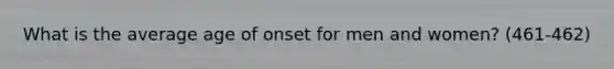 What is the average age of onset for men and women? (461-462)