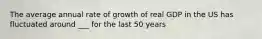 The average annual rate of growth of real GDP in the US has fluctuated around ___ for the last 50 years