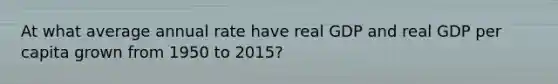 At what average annual rate have real GDP and real GDP per capita grown from 1950 to 2015?