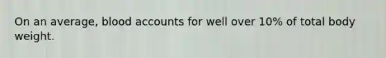 On an average, blood accounts for well over 10% of total body weight.