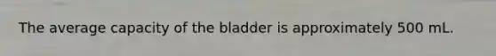 The average capacity of the bladder is approximately 500 mL.