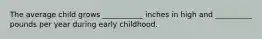 The average child grows ___________ inches in high and __________ pounds per year during early childhood.