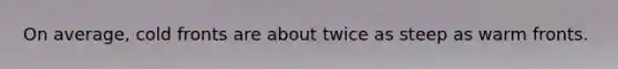 On average, cold fronts are about twice as steep as warm fronts.