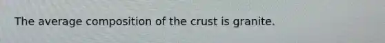 The average composition of the crust is granite.