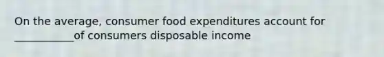 On the average, consumer food expenditures account for ___________of consumers disposable income