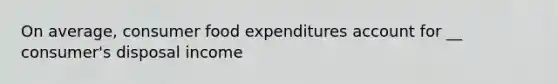 On average, consumer food expenditures account for __ consumer's disposal income