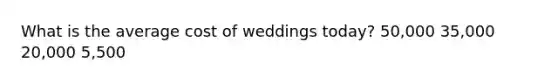 What is the average cost of weddings today? 50,000 35,000 20,000 5,500