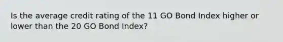 Is the average credit rating of the 11 GO Bond Index higher or lower than the 20 GO Bond Index?