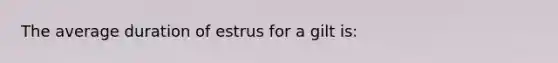 The average duration of estrus for a gilt is: