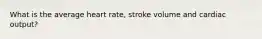 What is the average heart rate, stroke volume and cardiac output?