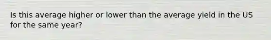 Is this average higher or lower than the average yield in the US for the same year?