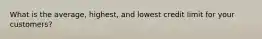 What is the average, highest, and lowest credit limit for your customers?