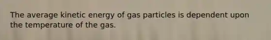 The average kinetic energy of gas particles is dependent upon the temperature of the gas.