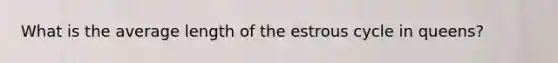 What is the average length of the estrous cycle in queens?