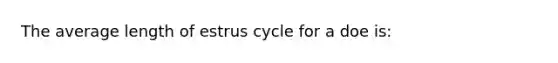 The average length of estrus cycle for a doe is: