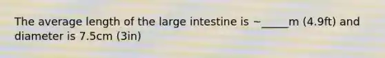 The average length of the <a href='https://www.questionai.com/knowledge/kGQjby07OK-large-intestine' class='anchor-knowledge'>large intestine</a> is ~_____m (4.9ft) and diameter is 7.5cm (3in)