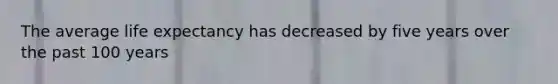 The average life expectancy has decreased by five years over the past 100 years