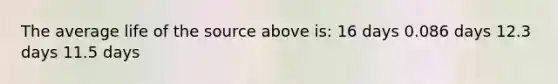 The average life of the source above is: 16 days 0.086 days 12.3 days 11.5 days