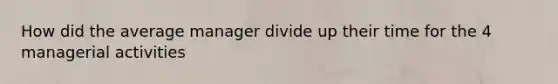 How did the average manager divide up their time for the 4 managerial activities