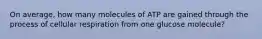 On average, how many molecules of ATP are gained through the process of cellular respiration from one glucose molecule?