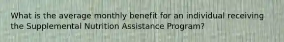 What is the average monthly benefit for an individual receiving the Supplemental Nutrition Assistance Program?