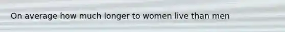 On average how much longer to women live than men