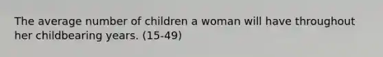 The average number of children a woman will have throughout her childbearing years. (15-49)