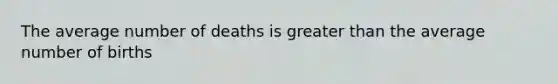 The average number of deaths is <a href='https://www.questionai.com/knowledge/ktgHnBD4o3-greater-than' class='anchor-knowledge'>greater than</a> the average number of births