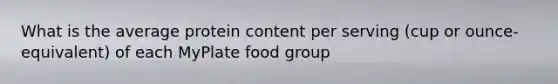 What is the average protein content per serving (cup or ounce-equivalent) of each MyPlate food group