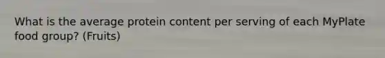 What is the average protein content per serving of each MyPlate food group? (Fruits)
