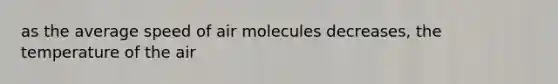 as the average speed of air molecules decreases, the temperature of the air